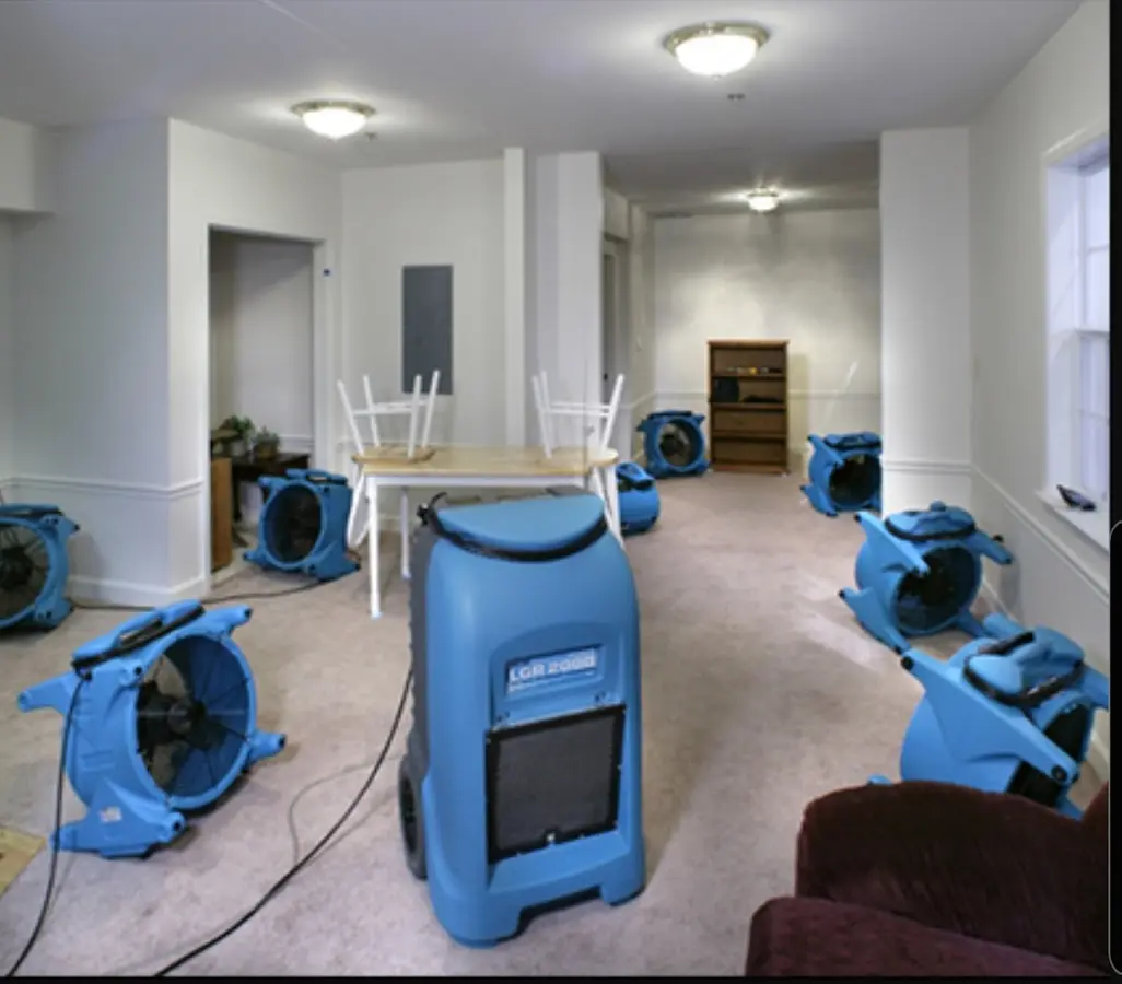 Air movers and dehumidifier setup for Water Extraction & Removal in Belen